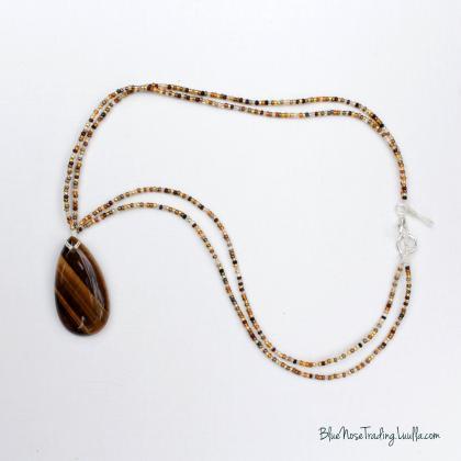 Tiger Eye Teardrop Amulet Necklace | Balance |..