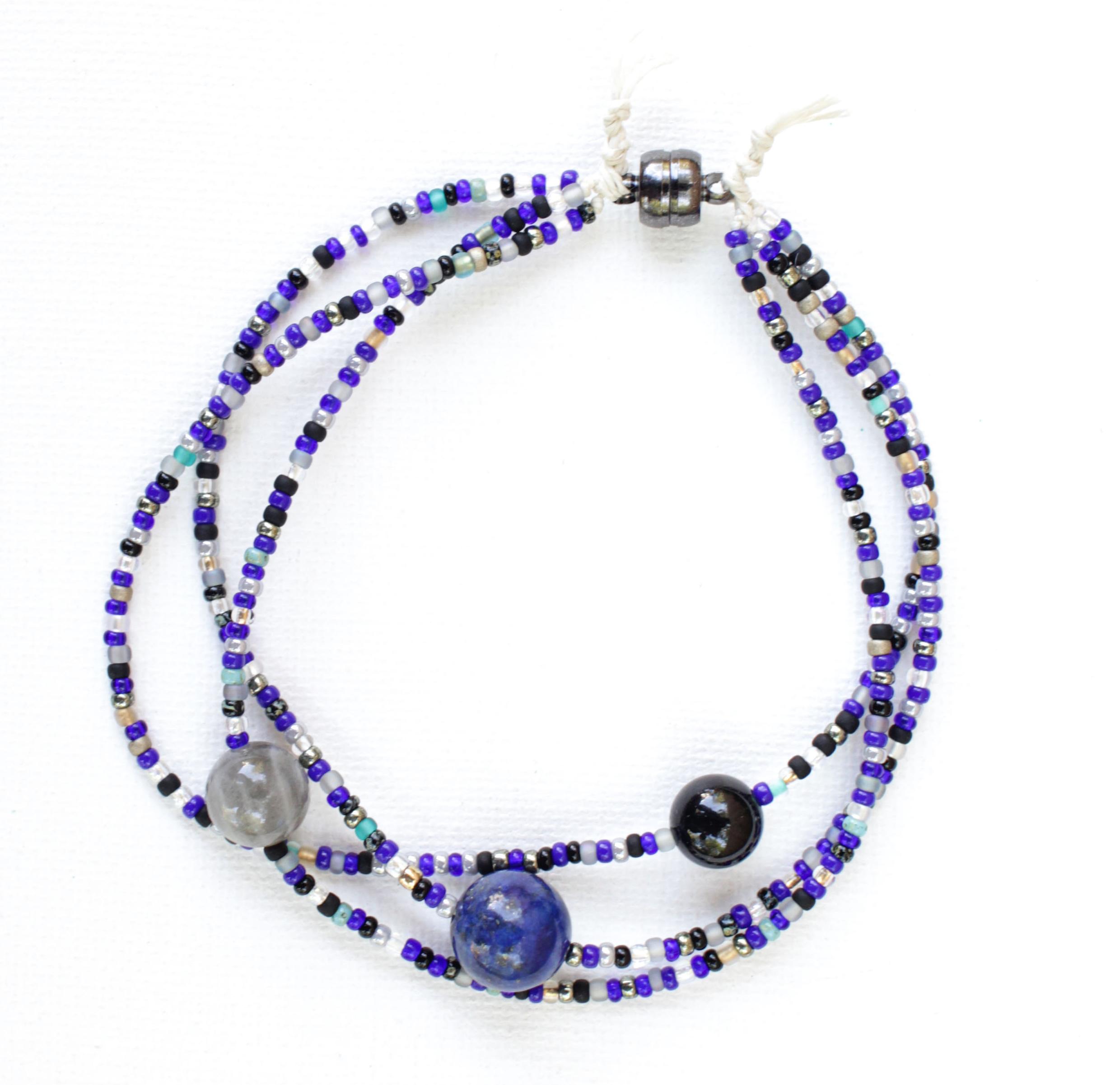 Mercury Retrograde Protection Crystals Seed Bead Bracelet Anklet | Lapis lazuli | Labradorite | Black Tourmaline | Made to Order Gift