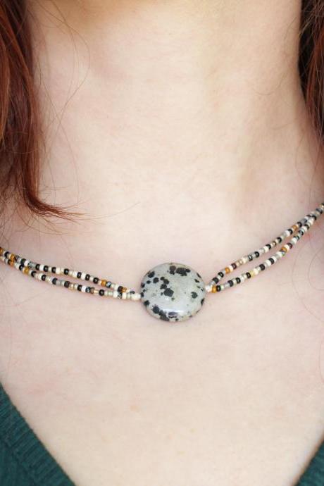 Dalmatian Stone | Beaded Coin Choker